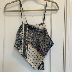 Silk tie-around handkerchief top